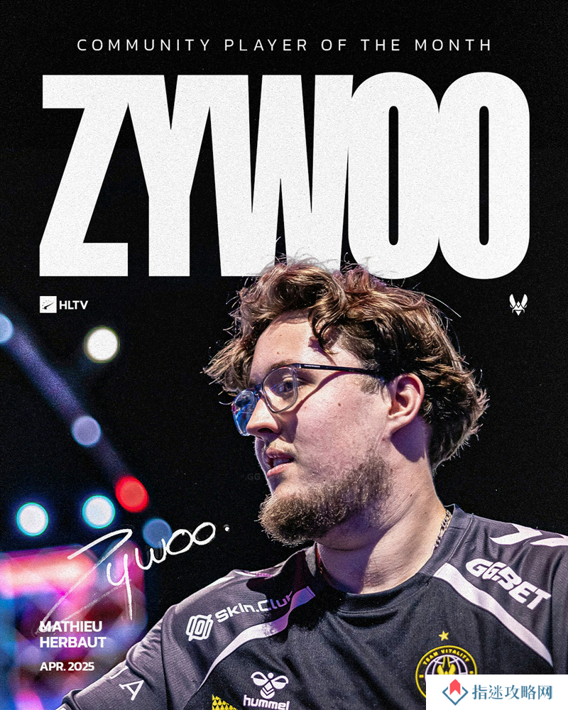 社区投票：ZywOo当选HLTV四月代表选手